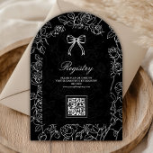 Schwarz-weiß Line Art Coquette Bow Babydusche Einladung