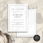Schwarz-weiß Line Border Wedding Abend Party Einladung<br><div class="desc">Einfaches Schwarz-Weiß-Abend-Party. Vollständig anpassbar. Verfügbar in digitaler Form und gedruckt. Leicht zu personalisieren den Text auf Ihre Details und ändern Sie die Farben der Typografie und Hintergrund auf jeder Seite,  wenn Sie möchten,  können auf eine oder Ihre Wahl über die editieren weitere Option geändert werden.</div>