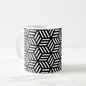 Schwarz-weiß Line Cube Geometric Op Art Muster Kaffeetasse (Vorderseite Links)
