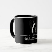 Schwarz-Weiß-Lineart-Elegantes-Logo-Rasiermesser-G Tasse (Vorderseite Links)