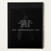 Schwarz-Weiß-Lineart-Logo Rasiermesser Barbier Planer (Rückseite)