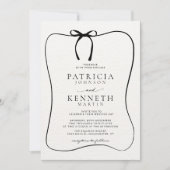 Schwarz-Weiß-Linie Art Bow Rahmen Texturierte Hoch Einladung (Vorderseite)