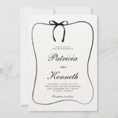 Schwarz-Weiß-Linie Art Bow Rahmen Texturierte Hoch Einladung (Vorderseite)