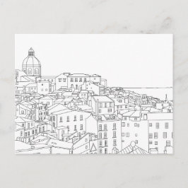 Schwarz-Weiß-Linie Art Postkarte von Lissabon Port