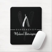 Schwarz Weiß Linie Minimal Logo Marken Rasierer Ba Mousepad (Mit Mouse)