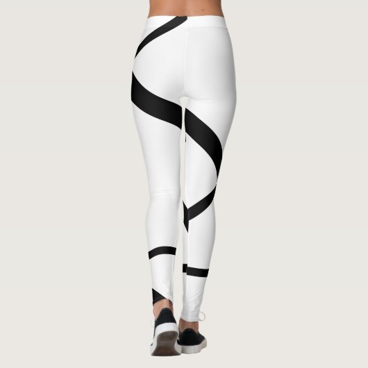 Schwarz-Weiß-Linie modern minimalistisch Leggings (Rückseite)