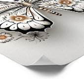 Schwarz-Weiß-Linie Zeichnend Schmetterling Poster (Ecke)