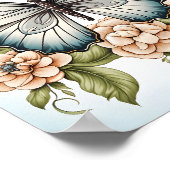 Schwarz-Weiß-Linie Zeichnend Schmetterling Poster (Ecke)