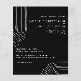 Schwarz-Weiß-Linien Art Geometric Moderne Hochzeit Flyer