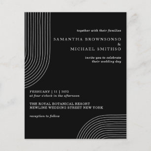 Schwarz-Weiß-Linien Art Geometric Moderne Hochzeit Flyer