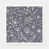 Schwarz-Weiß-Linien mit Blumenmuster Serviette (Vorderseite)