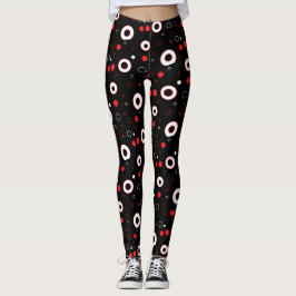 Schwarz-Weiß-Linien und Polka Dot Abstrakt Leggings