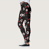 Schwarz-Weiß-Linien und Polka Dot Abstrakt Leggings (Links)