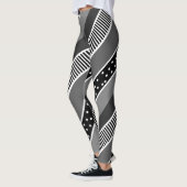 Schwarz-Weiß-Linien und Polka Dot Abstrakt Leggings (Links)