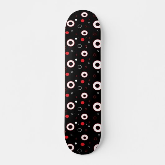 Schwarz-Weiß-Linien und Polka Dot Abstrakt Skateboard (Vorne)