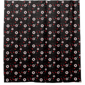 Schwarz-Weiß-Linien und Polka-Dot-Duschvorhang Duschvorhang (Vorderseite)