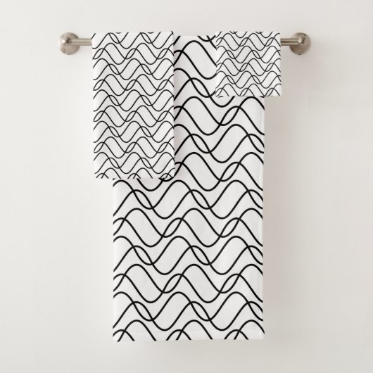 Schwarz-Weiß-Linienmuster Badhandtuch Set (Insitu)