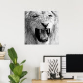 Schwarz-Weiß-Lion Art Poster (Heimbüro)