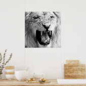 Schwarz-Weiß-Lion Art Poster (Küche)