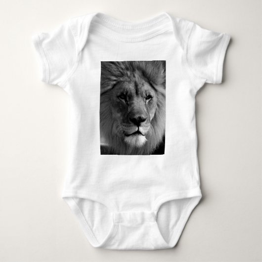 Schwarz-Weiß-Lion Baby Strampler (Vorderseite)