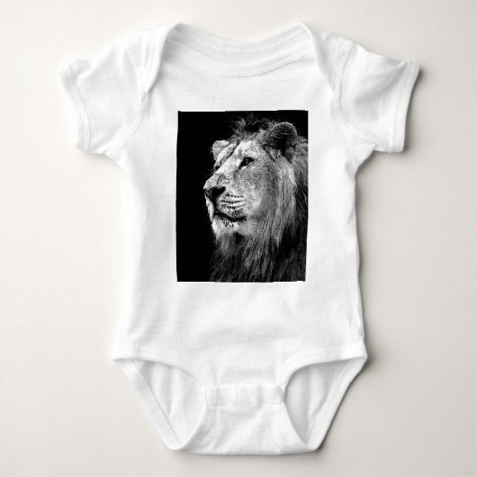 Schwarz-Weiß-Lion Baby Strampler (Vorderseite)