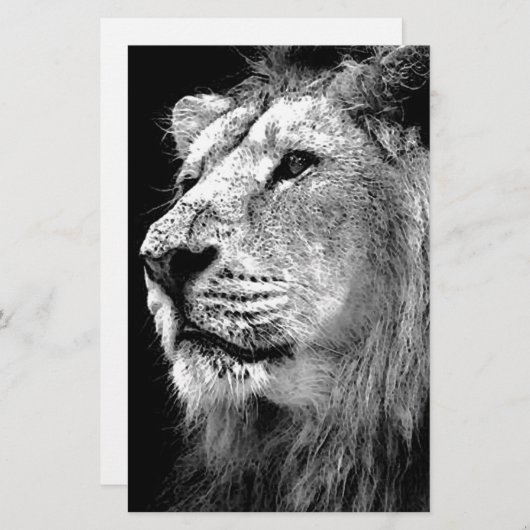 Schwarz-Weiß-Lion Briefpapier (Vorne/Hinten)