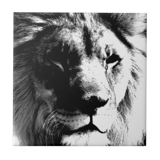 Schwarz-Weiß-Lion Fliese (Vorderseite)