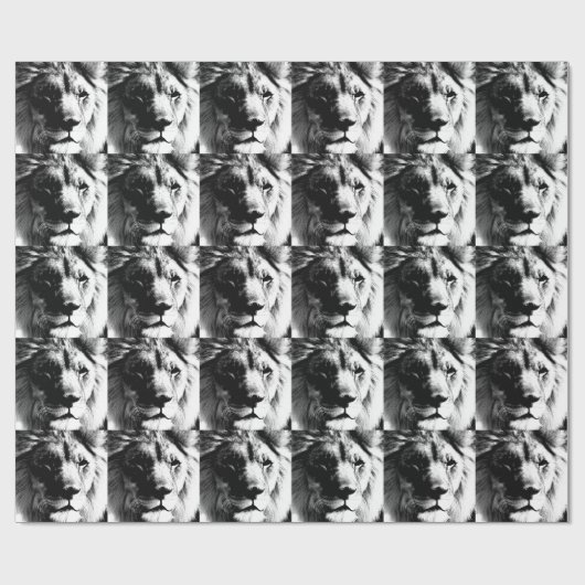 Schwarz-Weiß-Lion Geschenkpapier (Flach)