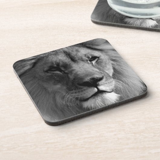 Schwarz-Weiß-Lion Getränkeuntersetzer (Linke Seite)