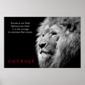 Schwarz-weiß Lion Inspiration Courage Poster (Vorne)