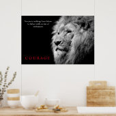 Schwarz-weiß Lion Inspiration Courage Poster (Küche)