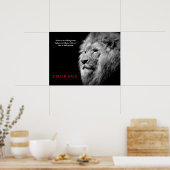 Schwarz-weiß Lion Inspiration Courage Poster (Küche)