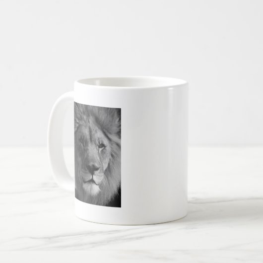 Schwarz-Weiß-Lion Kaffeetasse (Vorderseite Links)