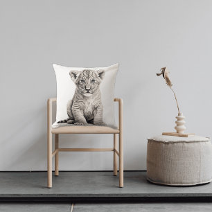 Schwarz-Weiß-Lion-Keilkissen Kissen