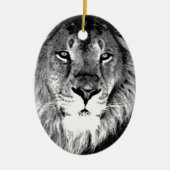 Schwarz-Weiß-Lion Keramik Ornament (Vorne)