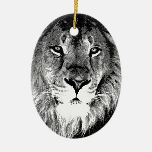 Schwarz-Weiß-Lion Keramik Ornament (Vorne)