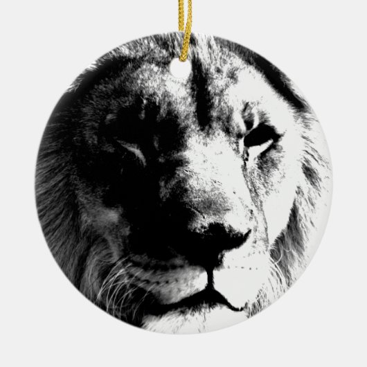 Schwarz-Weiß-Lion Keramik Ornament (Vorne)