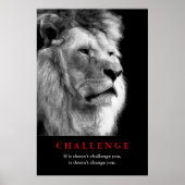 Schwarz-weiß Lion Motivierend Challenge Poster (Vorne)