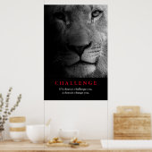Schwarz-weiß Lion Motivierend Challenge Poster (Küche)