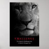 Schwarz-weiß Lion Motivierend Challenge Poster (Vorne)