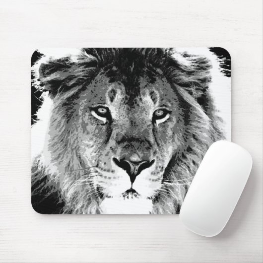 Schwarz-Weiß-Lion Mousepad (Mit Mouse)