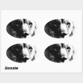 Schwarz-Weiß-Lion Ovaler Aufkleber (Blatt)