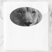 Schwarz-Weiß-Lion Ovaler Aufkleber (Tasche)