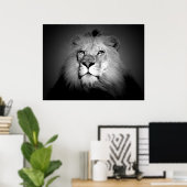 Schwarz-Weiß-Lion-Poster drucken Poster (Heimbüro)