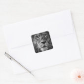 Schwarz-Weiß-Lion Quadratischer Aufkleber (Umschlag)