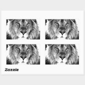 Schwarz-Weiß-Lion Rechteckiger Aufkleber (Blatt)