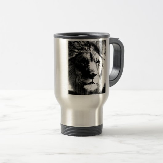 Schwarz-Weiß-Lion Reisebecher (VorderseiteRechts)