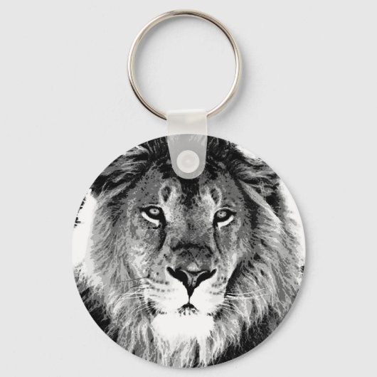 Schwarz-Weiß-Lion Schlüsselanhänger (Vorderseite)