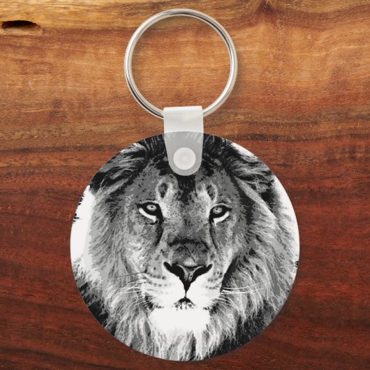 Schwarz-Weiß-Lion Schlüsselanhänger (Vorderseite)