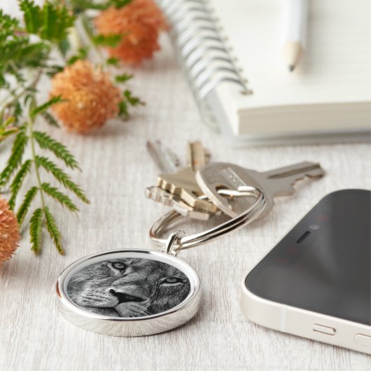 Schwarz-Weiß-Lion Schlüsselanhänger (Seite)